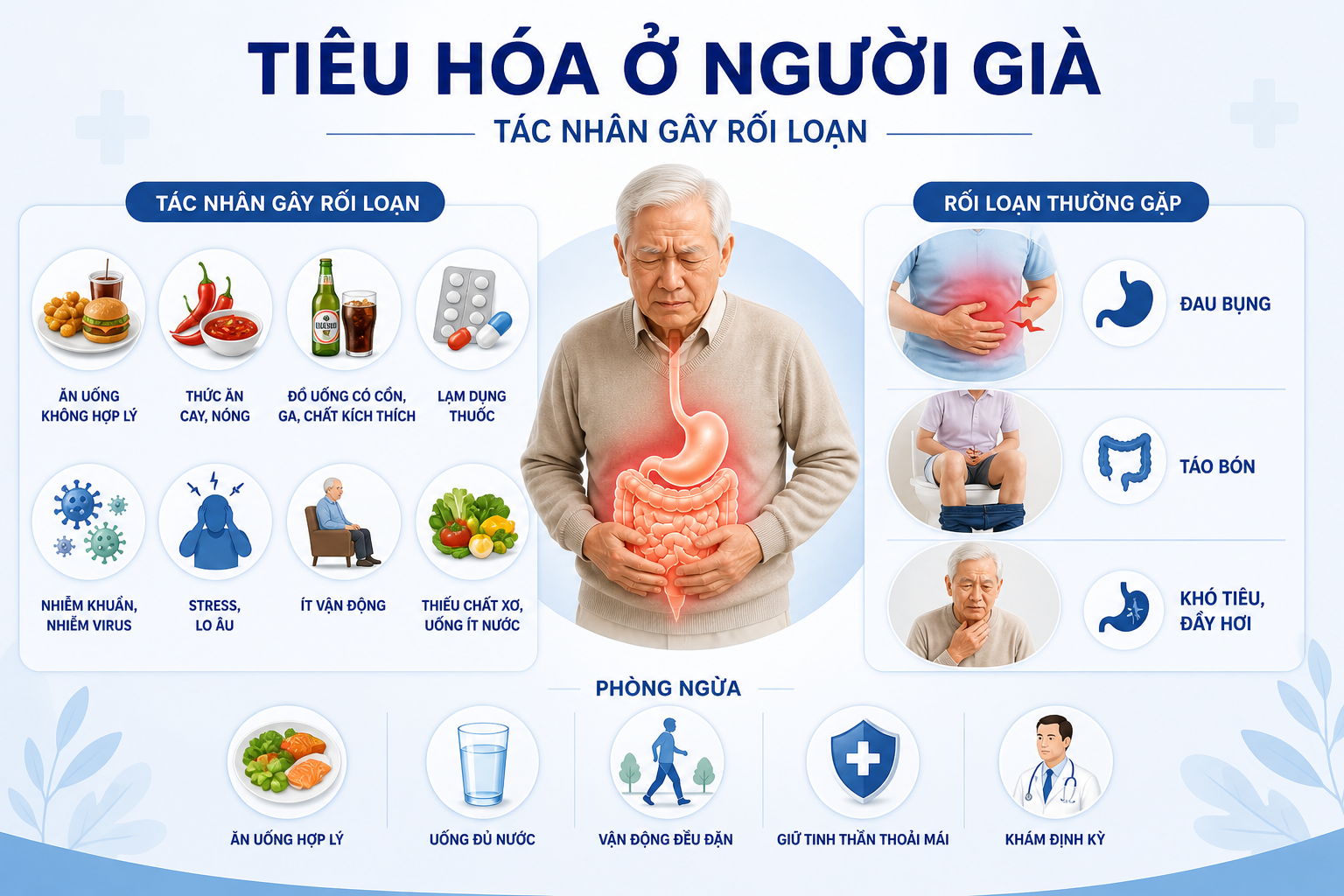 Người lớn tuổi và vấn về tiêu hóa